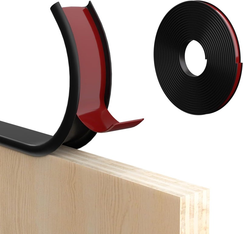 Orgthin U-Shape Edge Banding, 1 inch x 20ft Edge TPE Self Adhesive Veneer Edging Trim Flexible Edge Protector, Strip for Countertop Cabinets Table Restoration Shelves, Black - Image 1